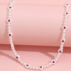 Heart Pearl Beaded Necklace