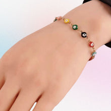 Load image into Gallery viewer, Stainless Steel Rainbow Evil Eye Bracelet
