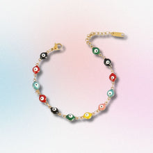 Load image into Gallery viewer, Stainless Steel Rainbow Evil Eye Bracelet
