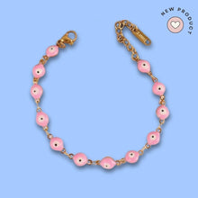 Load image into Gallery viewer, Stainless Steel Pink Evil Eye Bracelet
