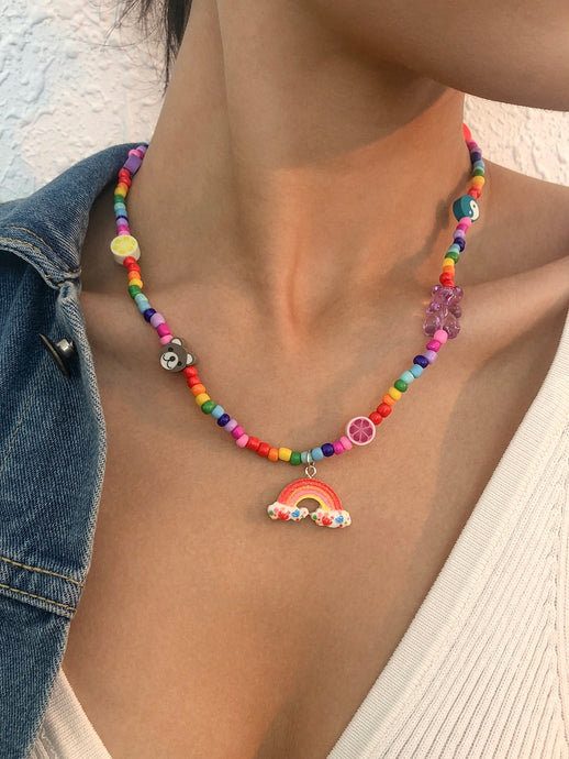 Rainbow Beaded Necklace - Ufreakb