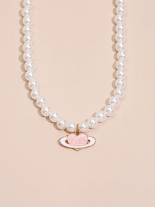 Pearl Heart Charm Necklace