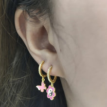 Load image into Gallery viewer, Buy Yin Yang Daisy Earrings | USA | Free Shipping | ShopUfreakb.com | Fast and Free Shipping | These gold plated Yin Yang Daisy Earrings features high-quality materials flower enamel charm with a Yin Yang charms. These cute earrings are super comfy for sensitive ears! 
