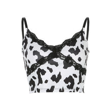 Load image into Gallery viewer, Buy Online Women&#39;s Sexy Leopard Print Cropped Cami Top | ShopUfreakb.com | You can’t go wrong with this Leopard Cropped Cami Top. This 90’s cami top features a cropped fit, v neckline with lace trim and finely ribbed stretch fabric. 
