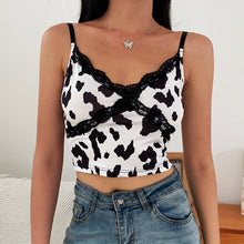 Load image into Gallery viewer, Buy Online Women&#39;s Sexy Leopard Print Cropped Cami Top | ShopUfreakb.com | You can’t go wrong with this Leopard Cropped Cami Top. This 90’s cami top features a cropped fit, v neckline with lace trim and finely ribbed stretch fabric. 
