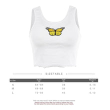 Load image into Gallery viewer, This Butterfly Cropped Tank Top is decorated with an embroidered graphic at the front. Buy Women&#39;s Sexy Butterfly Embroidery Summer Crop Tank Tops Online in the USA at ShopUfreakb.com | Fast and Free Shipping
