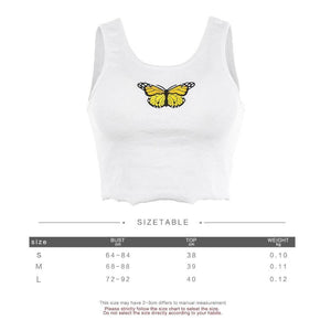 This Butterfly Cropped Tank Top is decorated with an embroidered graphic at the front. Buy Women's Sexy Butterfly Embroidery Summer Crop Tank Tops Online in the USA at ShopUfreakb.com | Fast and Free Shipping