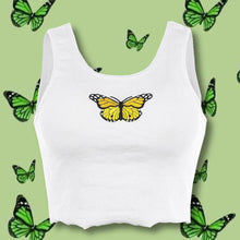 Load image into Gallery viewer, This Butterfly Cropped Tank Top is decorated with an embroidered graphic at the front. Buy Women&#39;s Sexy Butterfly Embroidery Summer Crop Tank Tops Online in the USA at ShopUfreakb.com | Fast and Free Shipping
