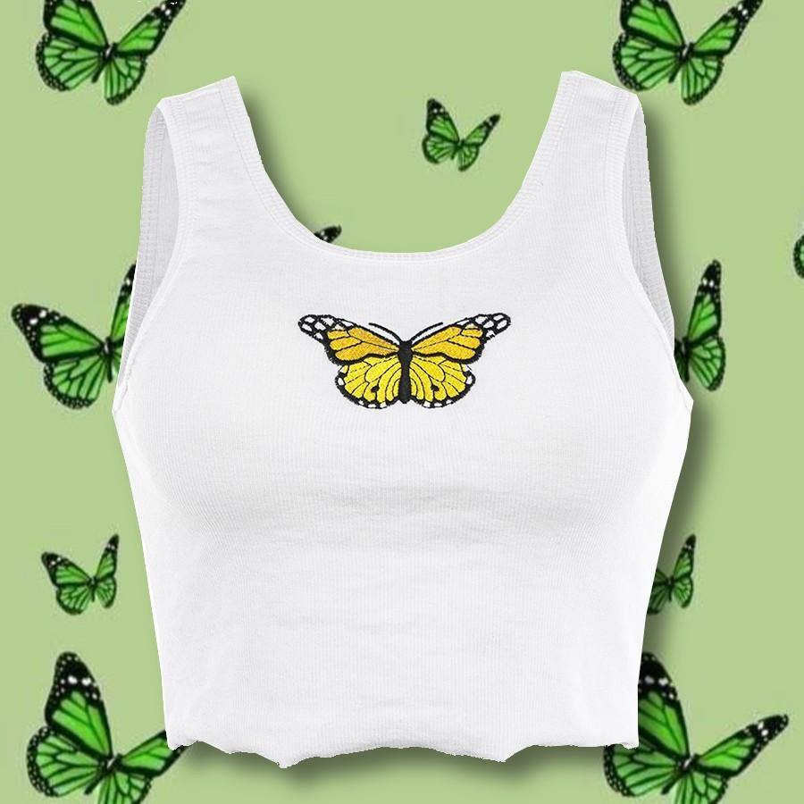 This Butterfly Cropped Tank Top is decorated with an embroidered graphic at the front. Buy Women's Sexy Butterfly Embroidery Summer Crop Tank Tops Online in the USA at ShopUfreakb.com | Fast and Free Shipping