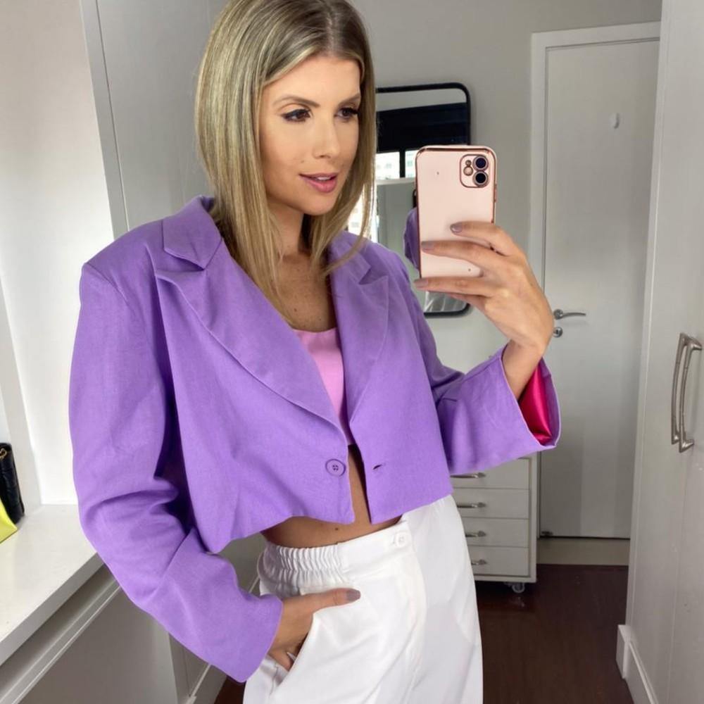 Buy Online Women's Cropped Linen Blazer in Purple Color | USA | ShopUfreakb.com This designable and fashionable Cropped Linen Blazer Cream gives you an elegant and simple vibe. Composed of a lightweight, linen-blend fabric that shapes a collared neckline with notched lapels and long sleeves.