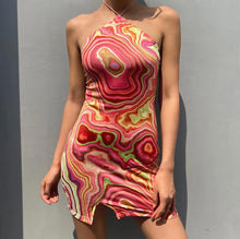 Load image into Gallery viewer, Buy Women&#39;s Waves Retro Halter Dress | Retro Fashion | ShopUfreakb.com | Fast and Free Shipping | Style up yourself with this cute Waves Retro Halter Dress. This dress features a bodycon mini fit, open back, halter tie neckline and a cutout detail in the front hem. 
